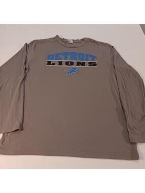 NFL Team Apparel Detroit Lions Men's Gray Long Sleeve Shirt Size Large